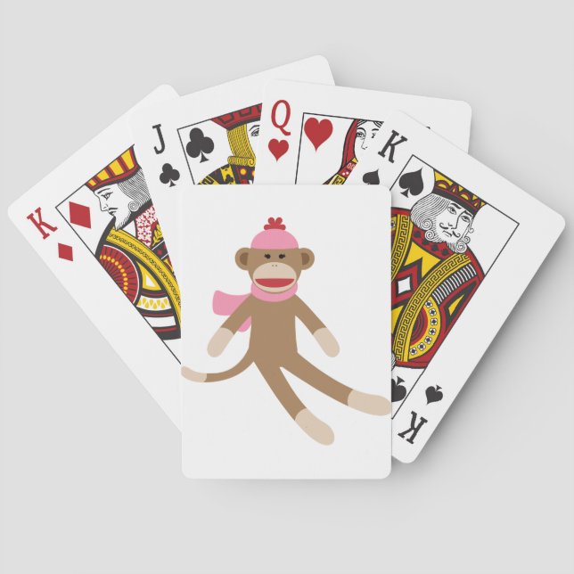 girl sock monkey playing cards (Back)