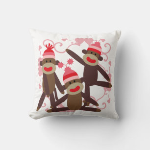 Girl Sock Monkeys Pillow