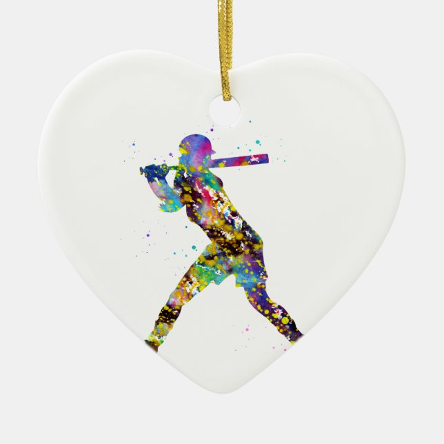 Girl Softball Player Ceramic Ornament (Front)