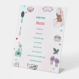 Girl Spa Birthday Party Menu Pedestal Sign