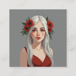 girl  square business card