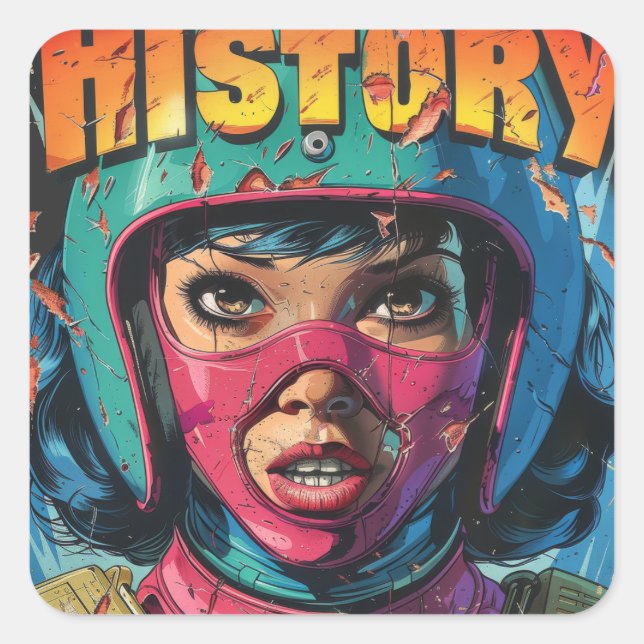 girl square sticker (Front)