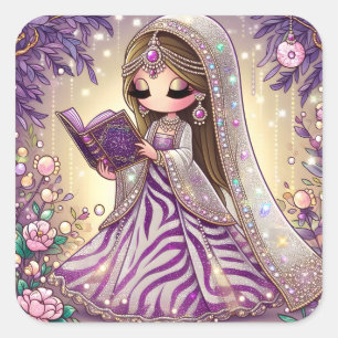Girl square sticker