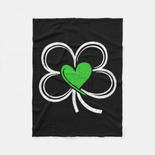 Girl St Patricks Day Love With Heart And Shamrock Fleece Blanket
