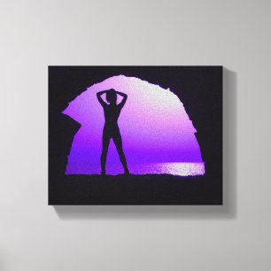 Girl Standing in Arch Purple Canvas Print