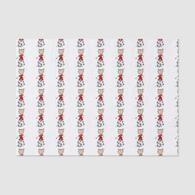Girl Stick Figure Soccer Red Uniform Tissue Paper (Front)