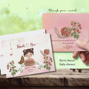 Girl & Strawberry 'Berry Sweet' Baby Shower  Thank You Card