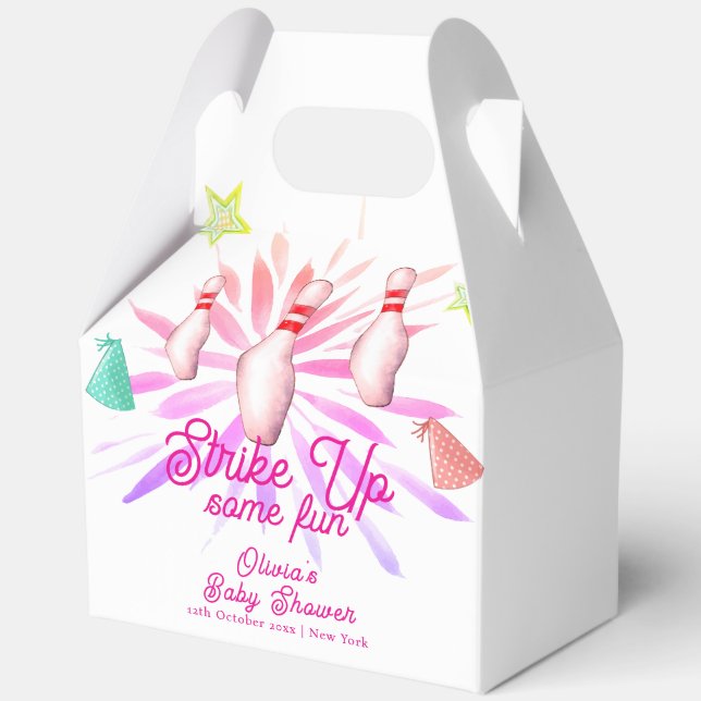 Girl Strike Up Bowling Sport Party Baby Shower Favor Box (Front)