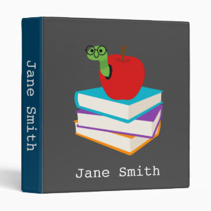 Girl student folder with books theme binder