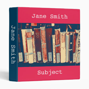 Girl student folder with books theme binder