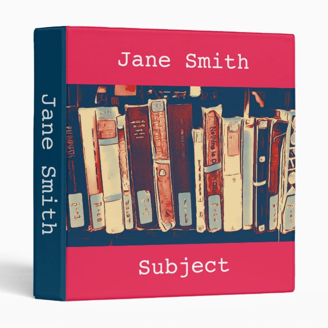 Girl student folder with books theme binder (Front/Spine)