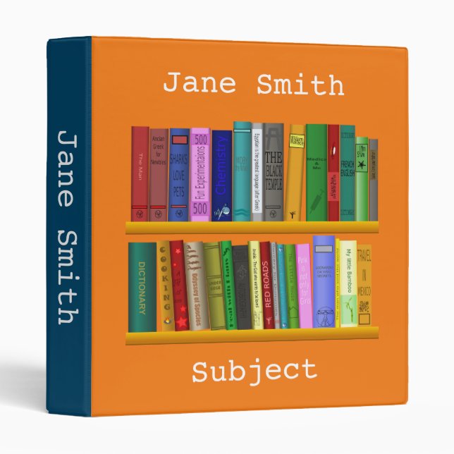 Girl student folder with books theme binder (Front/Spine)