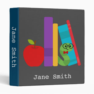 Girl student folder with bookworm theme binder