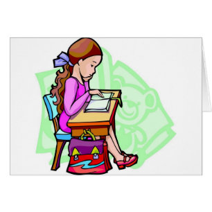 Girl Studies At Desk
