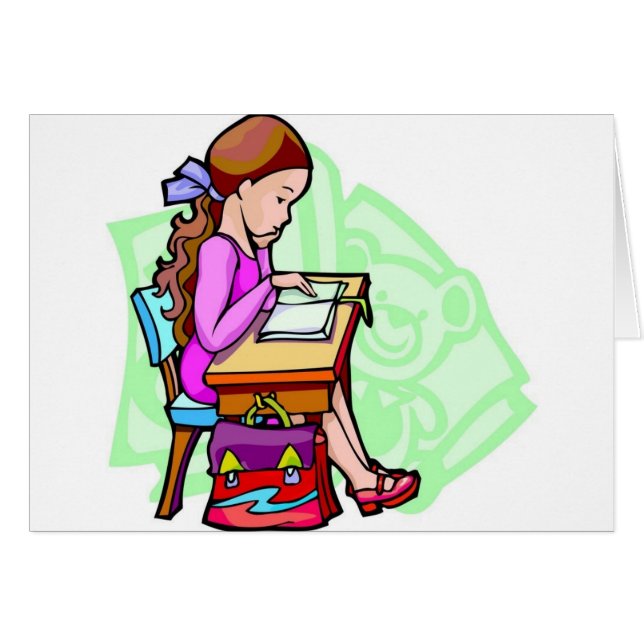 Girl Studies At Desk (Front Horizontal)