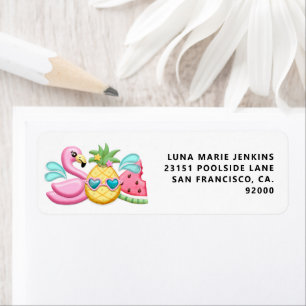 Girl Summer Beach Anniversaire Adresse de retour L