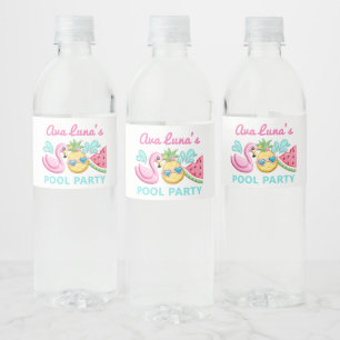 Girl Summer Beach Birthday Water Bottle Label