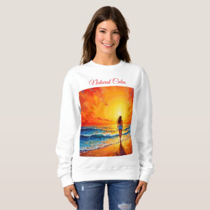 Girl sunset beach walk ocean waves decor sweatshirt
