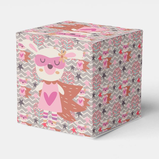 Girl Superhero Bunny Favor Box (Back Side)