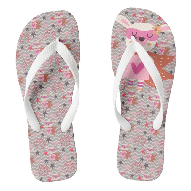 Girl Superhero Bunny Flip Flops (Footbed)