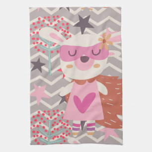 Girl Superhero Bunny Kitchen Towel