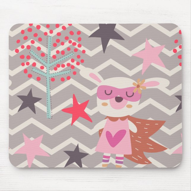 Girl Superhero Bunny Mouse Pad (Front)