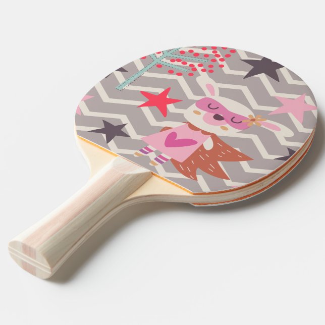 Girl Superhero Bunny Ping Pong Paddle (Back Angle)