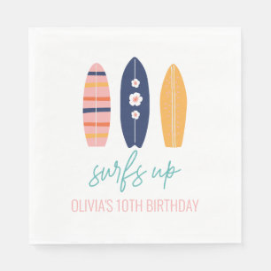 Girl Surfboard Beach birthday  Napkin