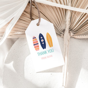 Girl Surfboard Beach birthday Thank You Favour Fav Gift Tags