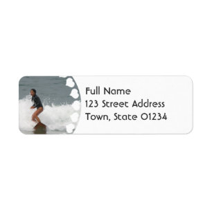 Girl Surfing Return Address Mailing Label
