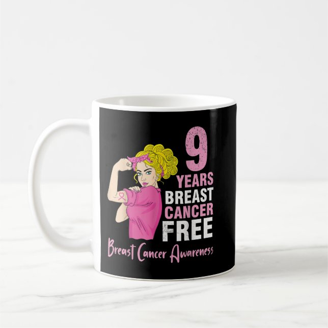 Girl Survivor Fighting 9 Years Breast Cancer Free  Coffee Mug (Left)