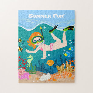Girl swimmer has a birthday party jigsaw puzzle