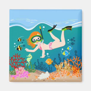 Girl swimmer has a birthday party magnet