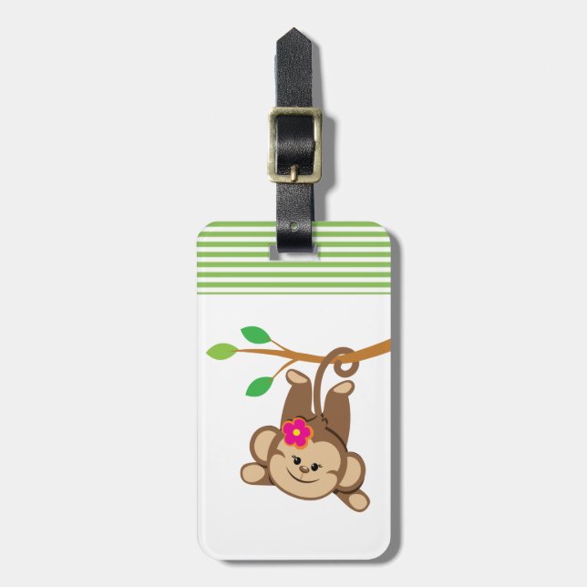 Girl Swinging Monkey Luggage Tag (Front Vertical)