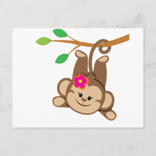 Girl Swinging Monkey Postcard