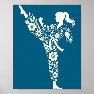 Girl Taekwondo Floral Martial Arts Karate Poster