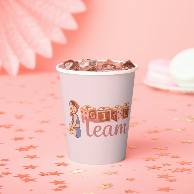 girl team babyshower  paper cups (Insitu)