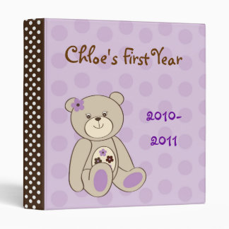 Girl Teddy Bear Baby Photo Album Scrapbook Binder