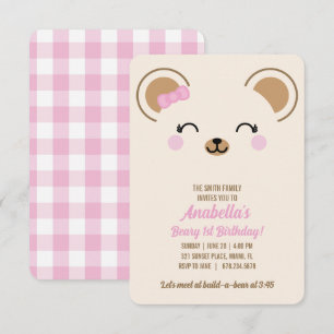 Girl Teddy Bear Birthday Party Evite or Print Invitation