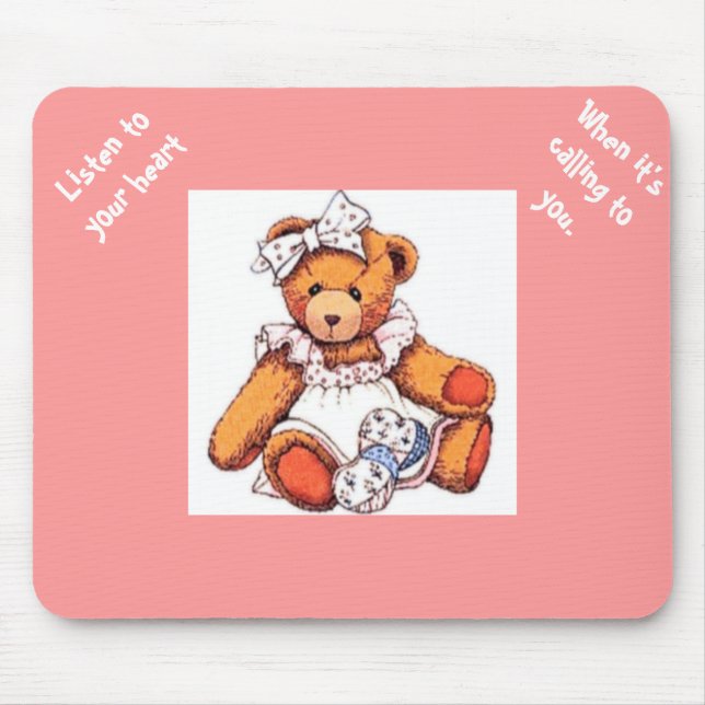 Girl Teddy Bear Mouse Pad (Front)