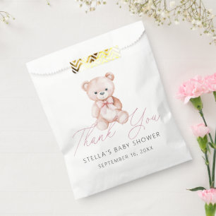 Girl Teddy Bear Thank You Baby Shower Favour Bag