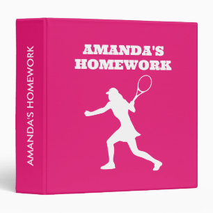 Girl tennis player silhouette custom kid's school binder