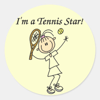 Girl Tennis Star T-shirts and Gifts Classic Round Sticker