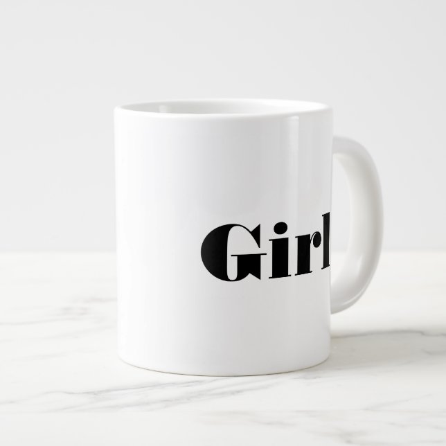 Girl Text Name with Block Colour Text Specialty Mu Large Coffee Mug (Front Right)
