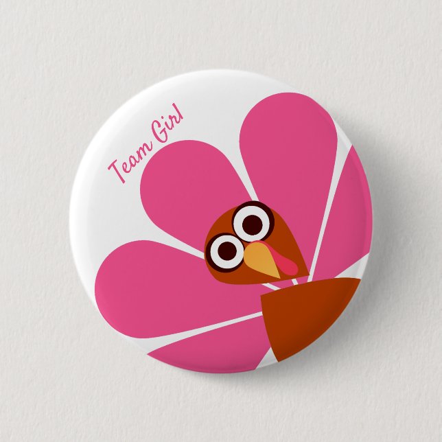 Girl Thanksgiving Gender Reveal 2 Inch Round Button (Front)