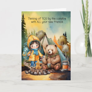 Girl Thinking of You Away at Summer Camp for Kids Card
