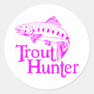 GIRL TROUT HUNTER CLASSIC ROUND STICKER