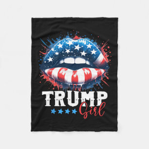 Girl Trump 2024 Election Us American Flag Fleece Blanket