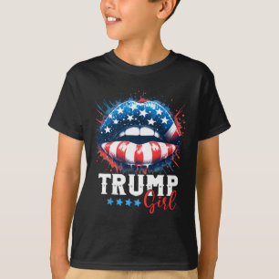 Girl Trump 2024 Election Us American Flag  T-Shirt
