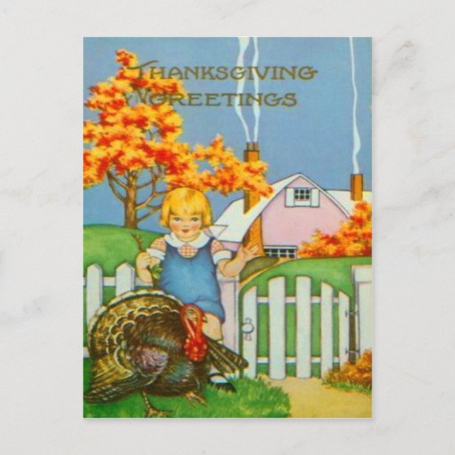Girl & Turkey Postcard (Front)